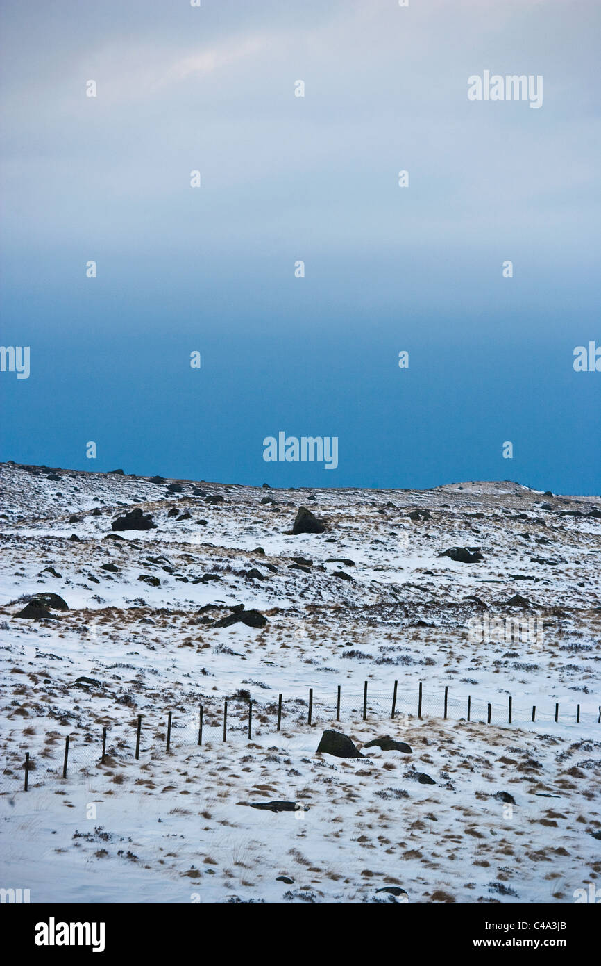 Weide mit Schnee bedeckt. Rogaland, Norwegen Stockfoto