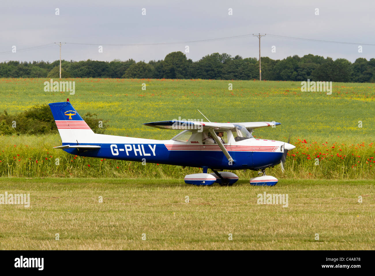 Reims Cessna 150 Rollen bei Netherthorpe, South Yorkshire Stockfoto
