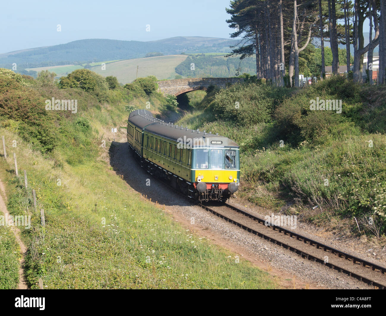 Diesellok aus Watchet in Richtung Osten. West Somerset Railway. UK Stockfoto