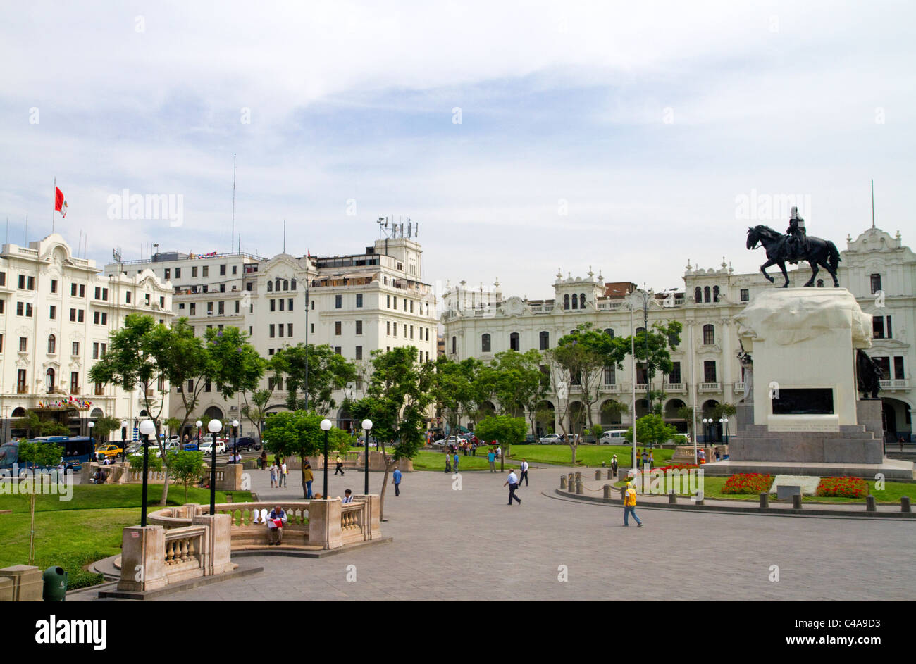 Plaza San Martin befindet sich im historischen Zentrum von Lima, Peru. Stockfoto