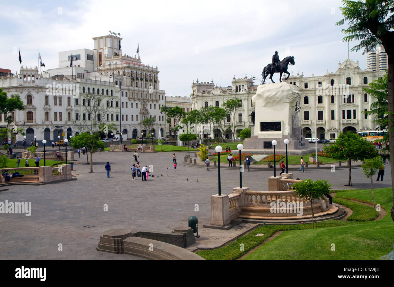 Plaza San Martin befindet sich im historischen Zentrum von Lima, Peru. Stockfoto