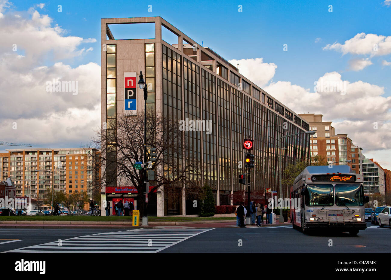 Das National Public Radio Gebäude in der Innenstadt von Washington DC. Stockfoto