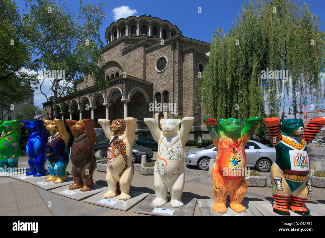 Bulgarien, Sofia, Sveta Nedelya Kathedrale, United Buddy Bears-Ausstellung, Stockfoto