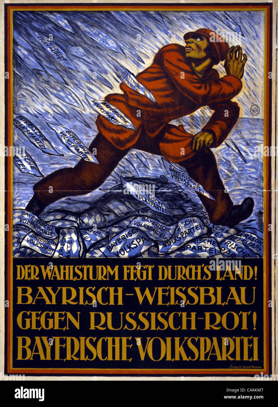 Bayerische Volkspartei Party Plakat. Stockfoto