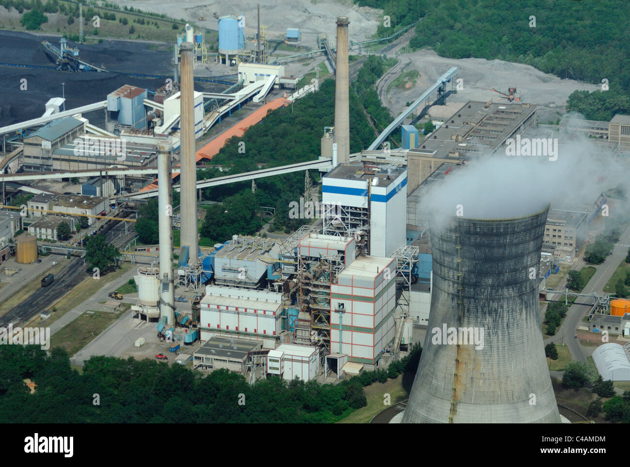 Luftbild elektrische Kohlekraftwerk Emile Huchet, Carling Saint Avold Moselle, Lothringen, Frankreich Stockfoto
