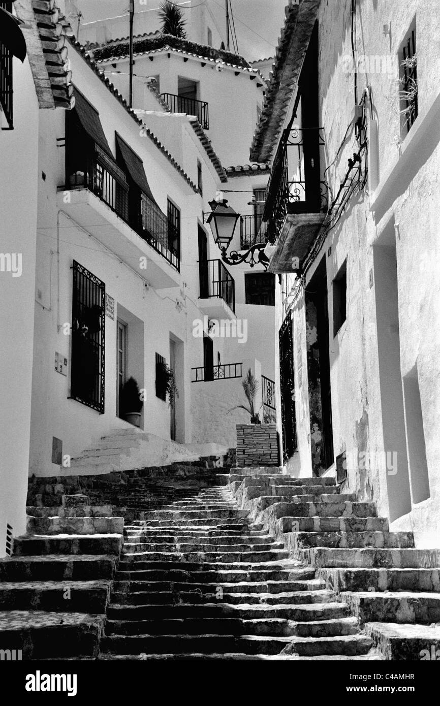 Urig-Straße im alten Altea. Stockfoto