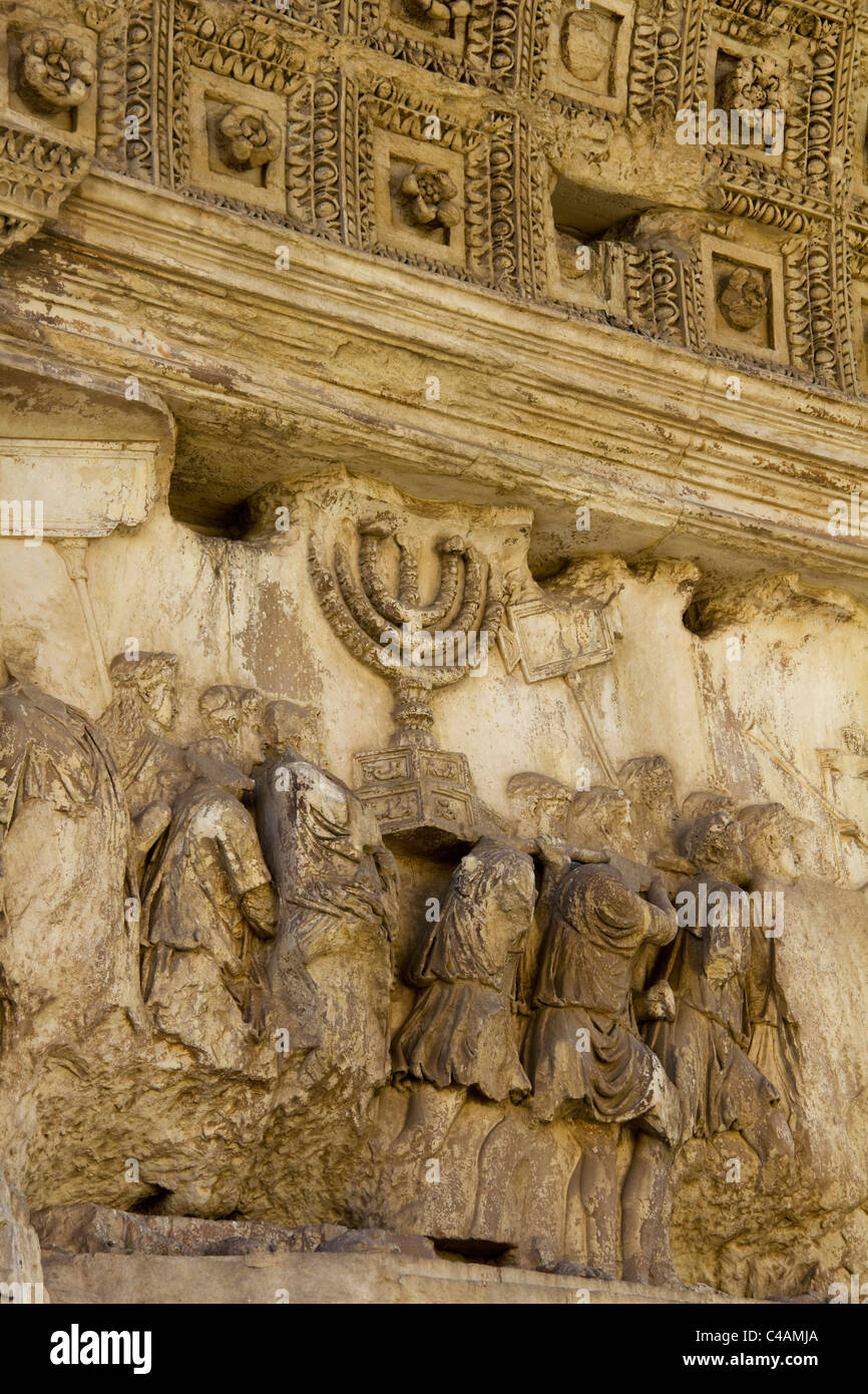 Detail-Bogen von Titus Forum Romanum Rom Italien Stockfoto