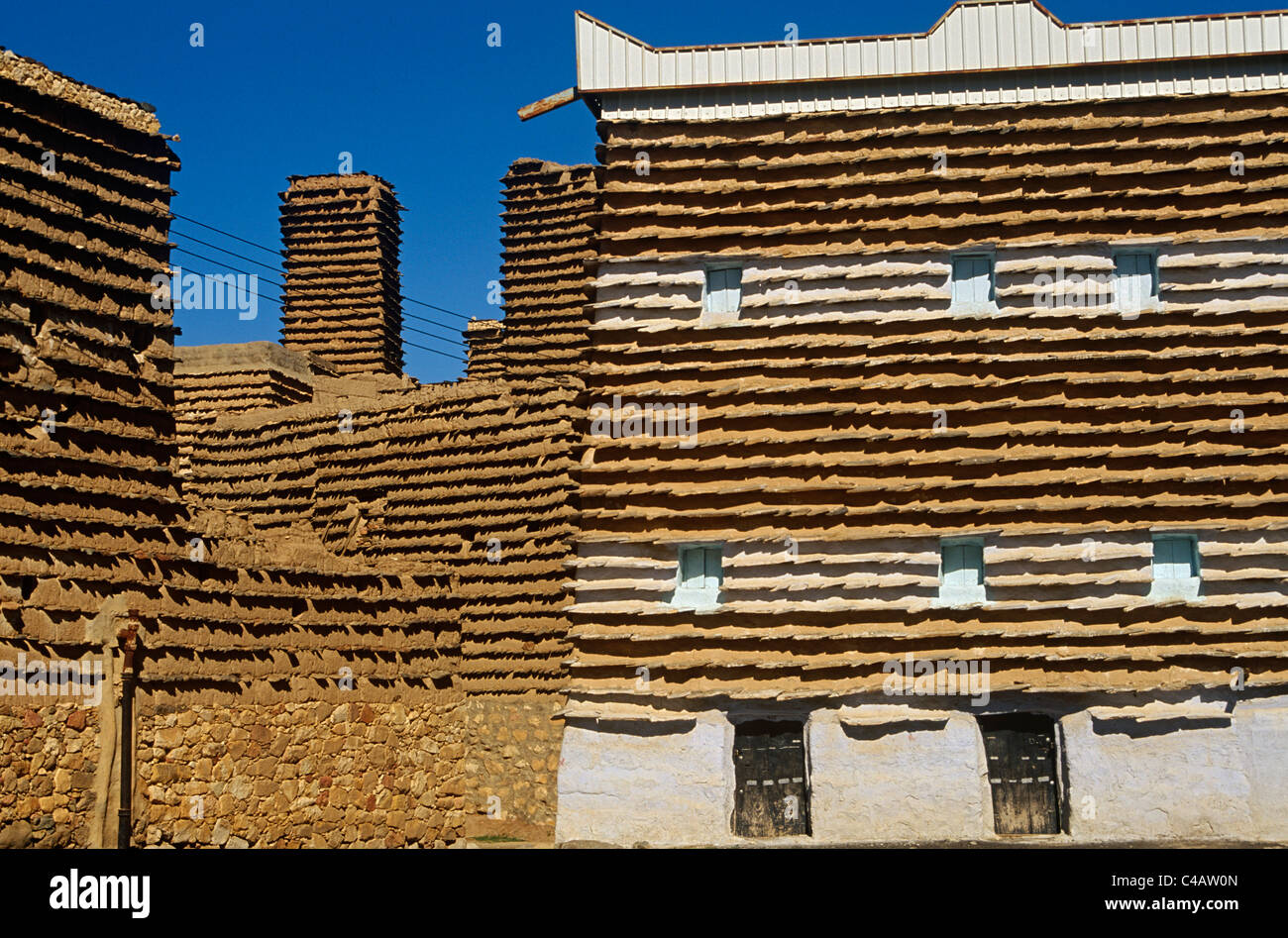Saudi Arabien, Asir, Al-Alkhalaf. Das Dorf Al-Alkhalaf gehört zu den besten Beispielen der traditionellen Formen der region Stockfoto
