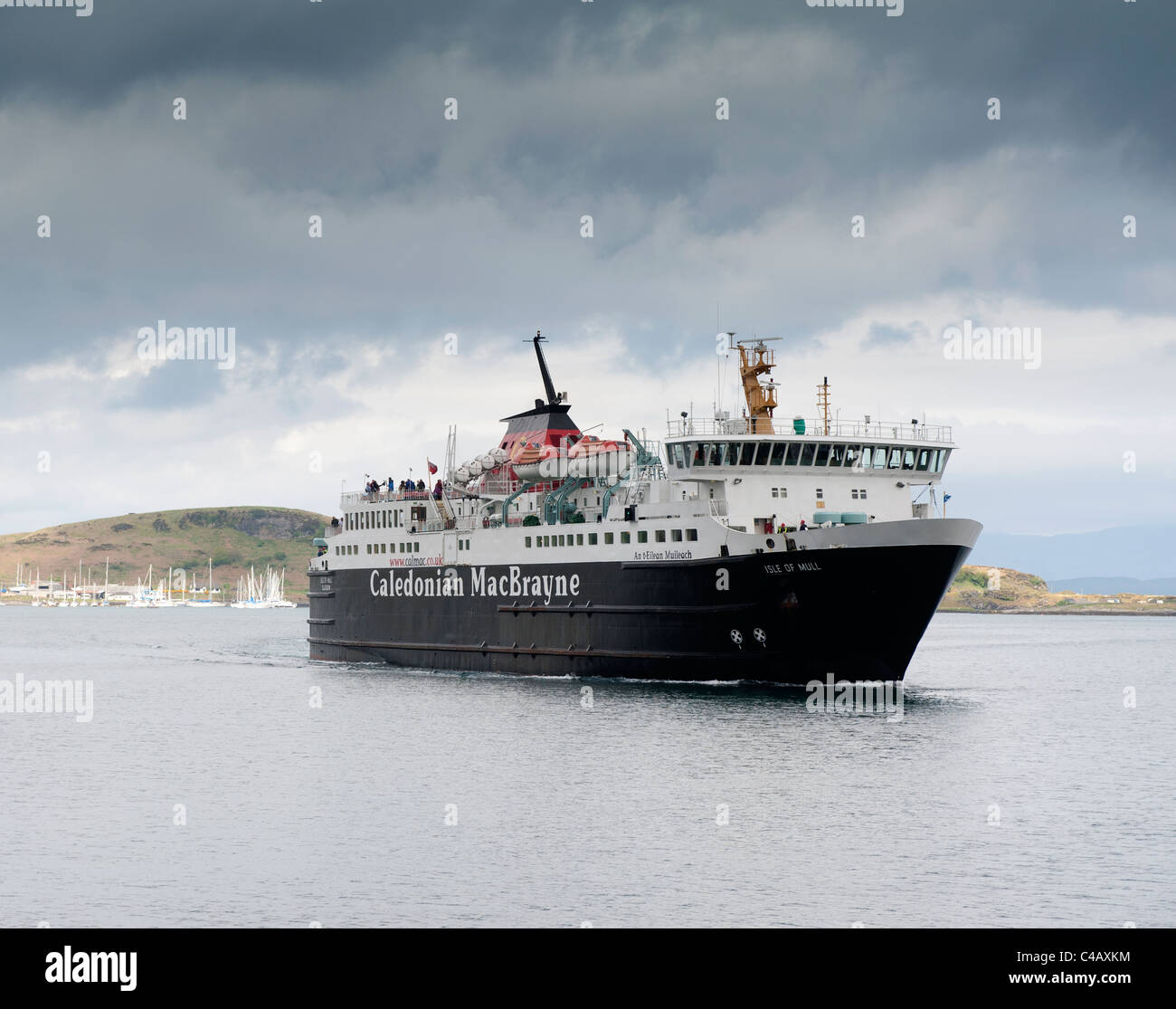 CalMac Ferry Isle of Mull nähert sich Oban terminal, Argyll.Scotland.  SCO 7136 Stockfoto