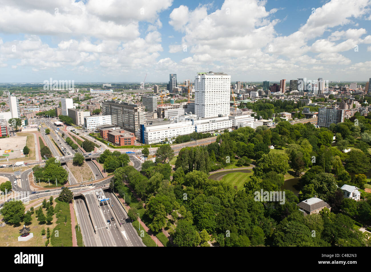 Luftaufnahme des medizinischen Zentrum Erasmus MC in Rotterdam, die Niederlande, Europa Stockfoto