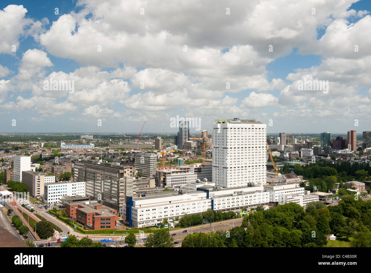 Luftaufnahme des medizinischen Zentrum Erasmus MC in Rotterdam, die Niederlande, Europa Stockfoto