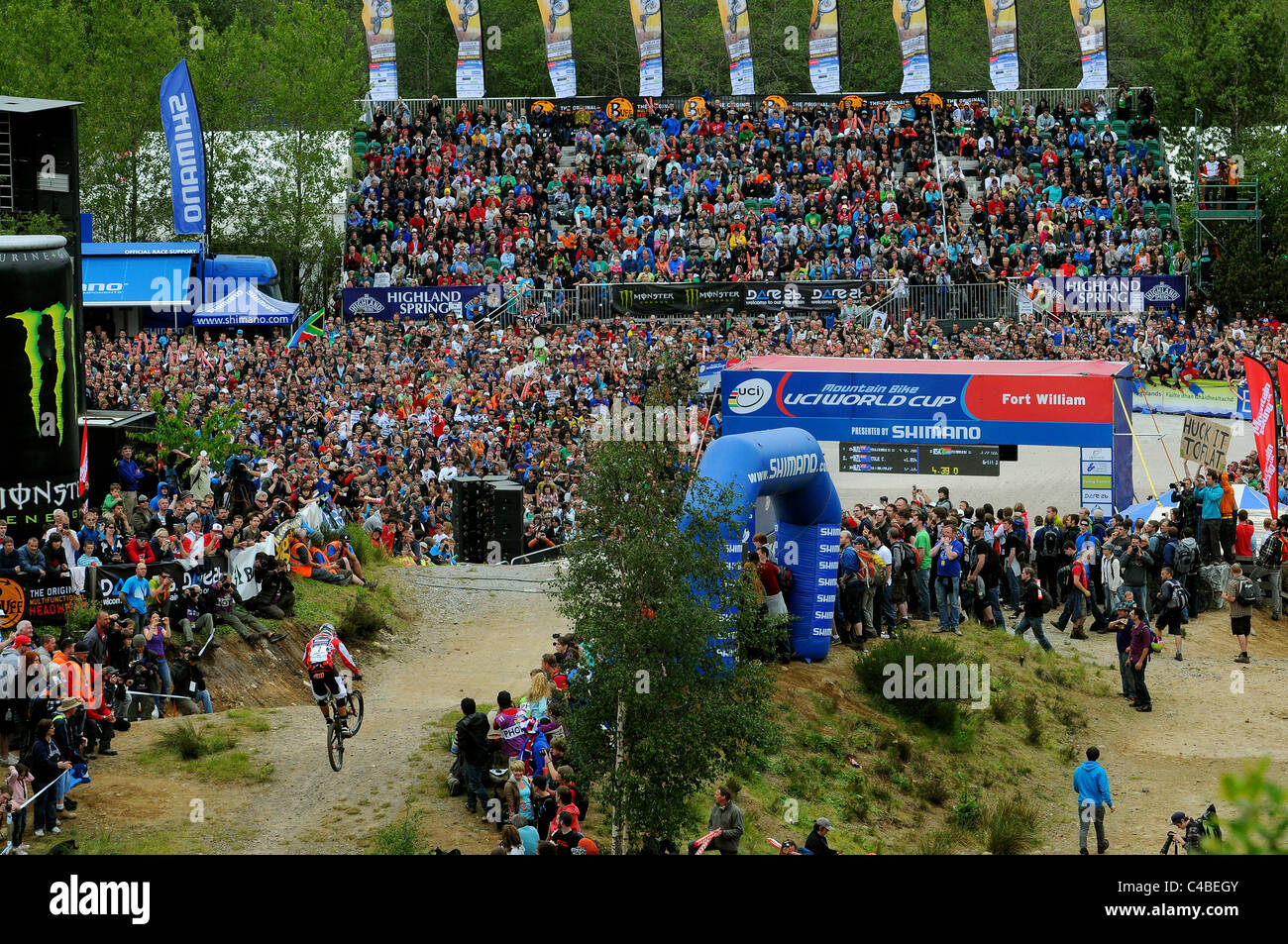 UCI Downhill Mountainbike-Weltcup in Fort William, Schottland, 2011 Stockfoto