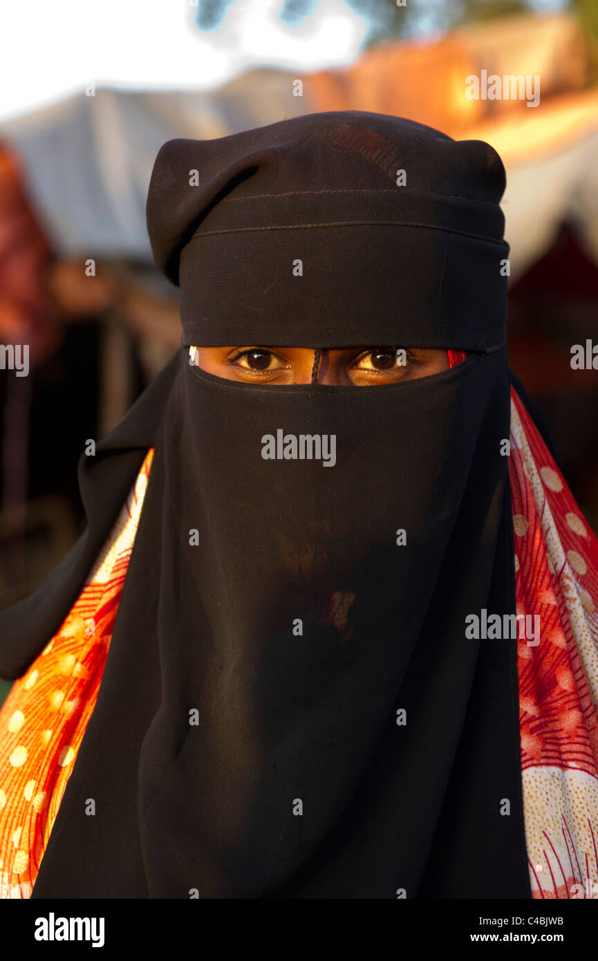 Muslim verschleierte Frau, Hargeisa, Somaliland, Somalia Stockfoto