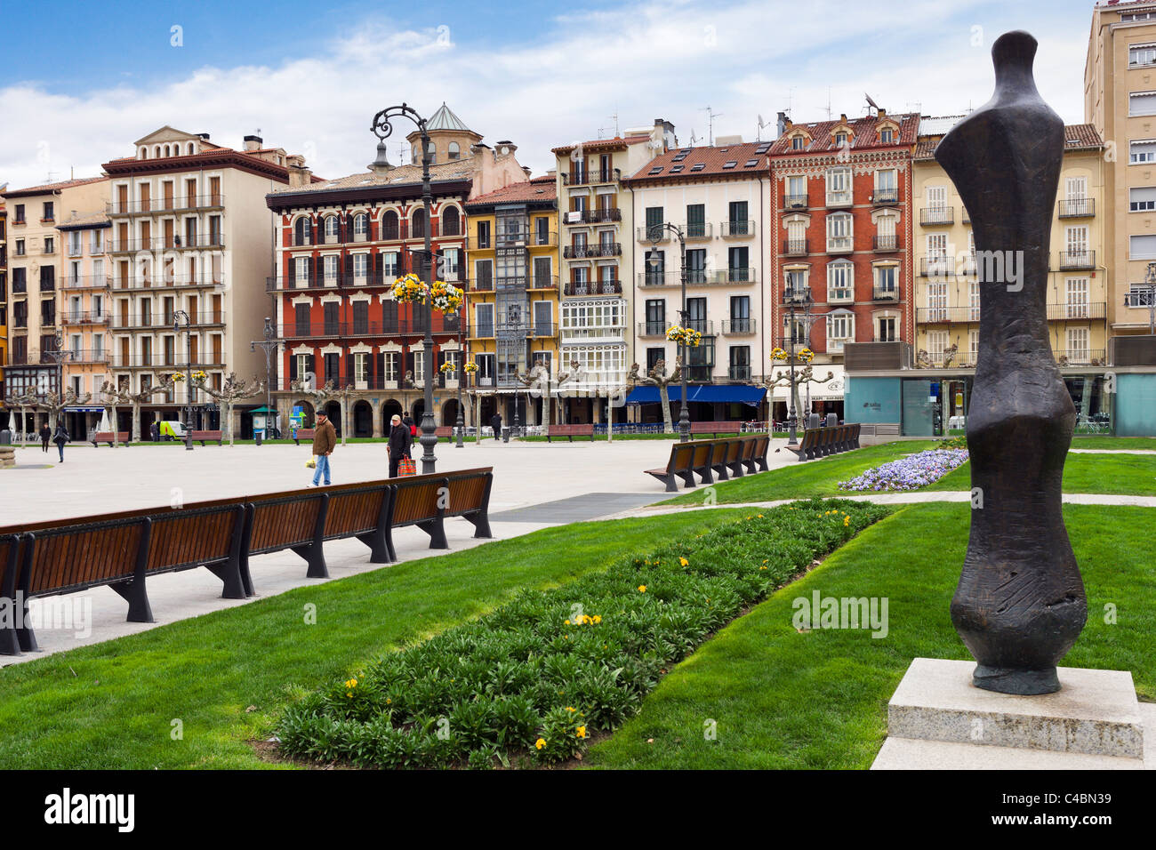 Plaza del Castillo in der historischen Altstadt (Casco Viejo), Pamplona, Navarra, Spanien Stockfoto