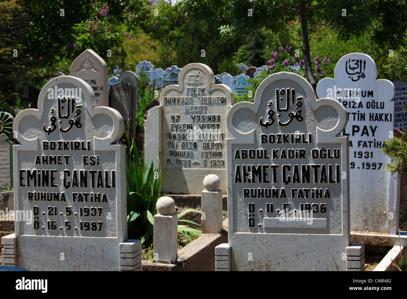 Türkei, Konya, muslimischen Friedhof, Grabsteine, Stockfoto