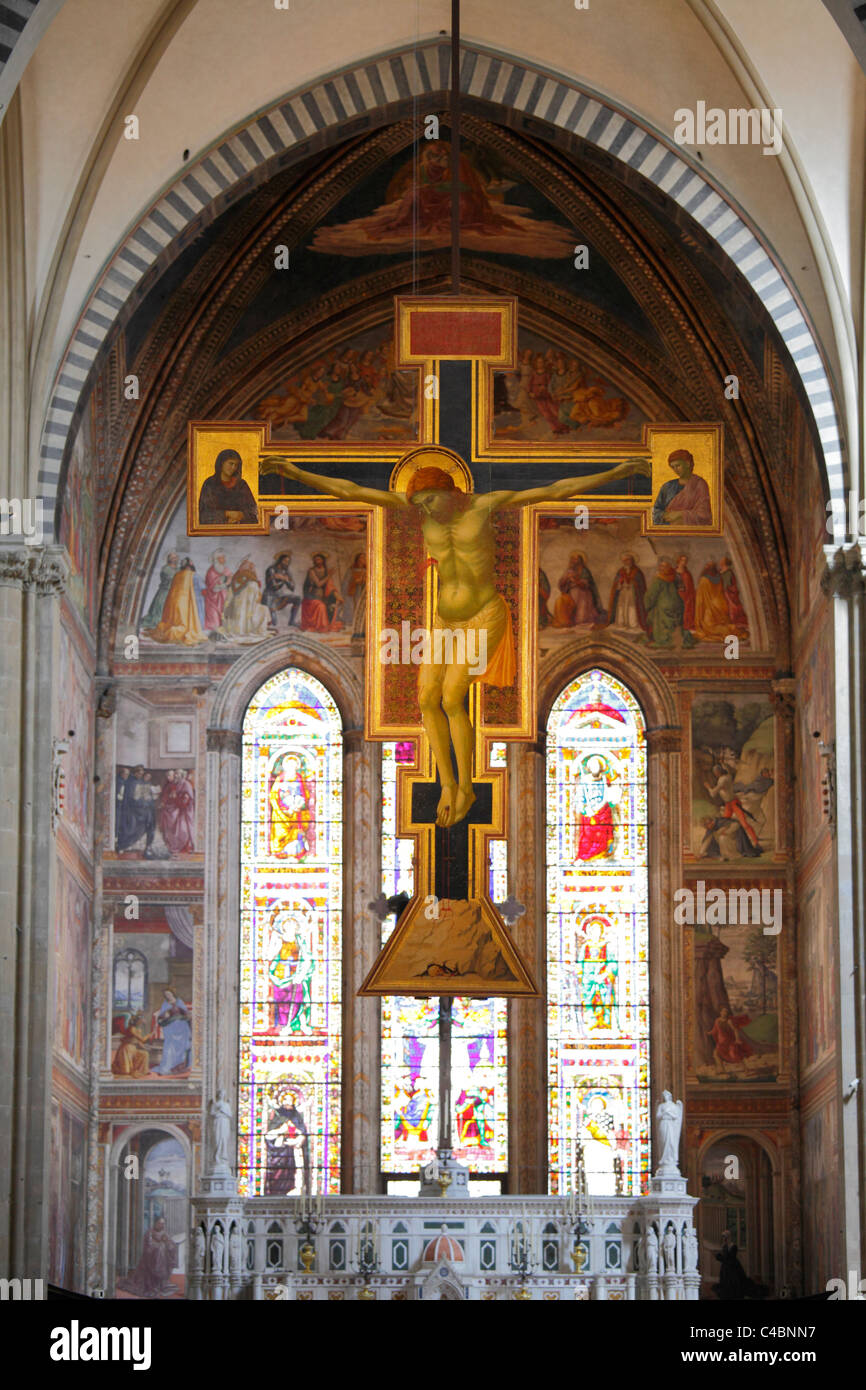 Kruzifix von Giotto in Santa Maria Novella, Florenz, Italien Stockfoto
