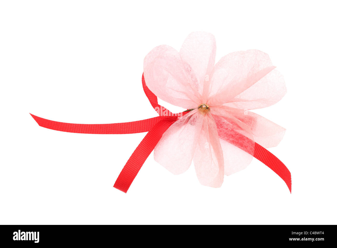 Multifunktionsleiste Pfeil und Bogen Papier Blume isoliert auf weißem Hintergrund Stockfoto