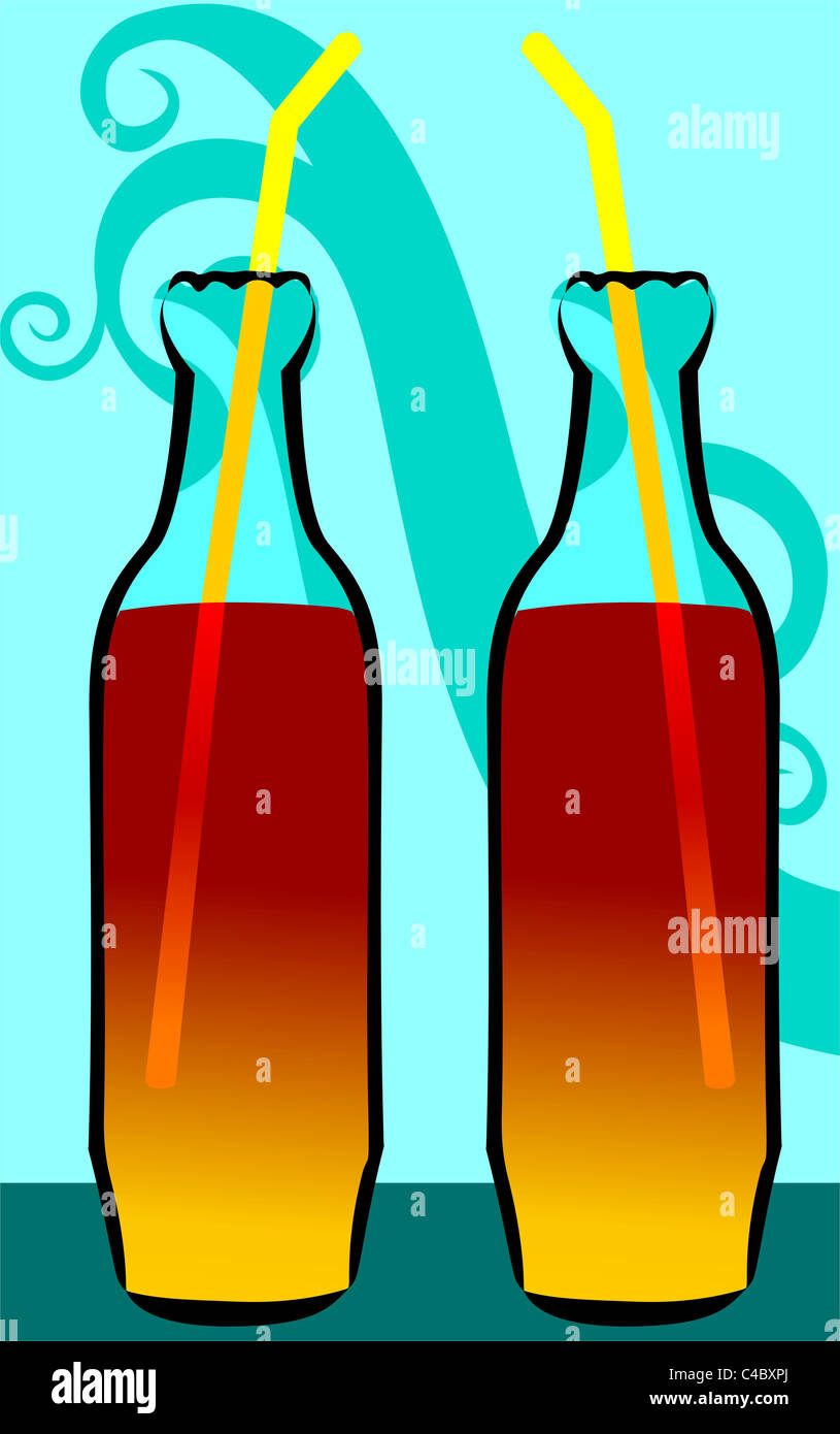 Flaschen Orangensaft Stockfoto