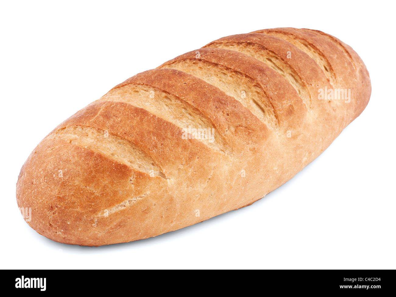 Laib Brot isoliert auf weiss Stockfoto