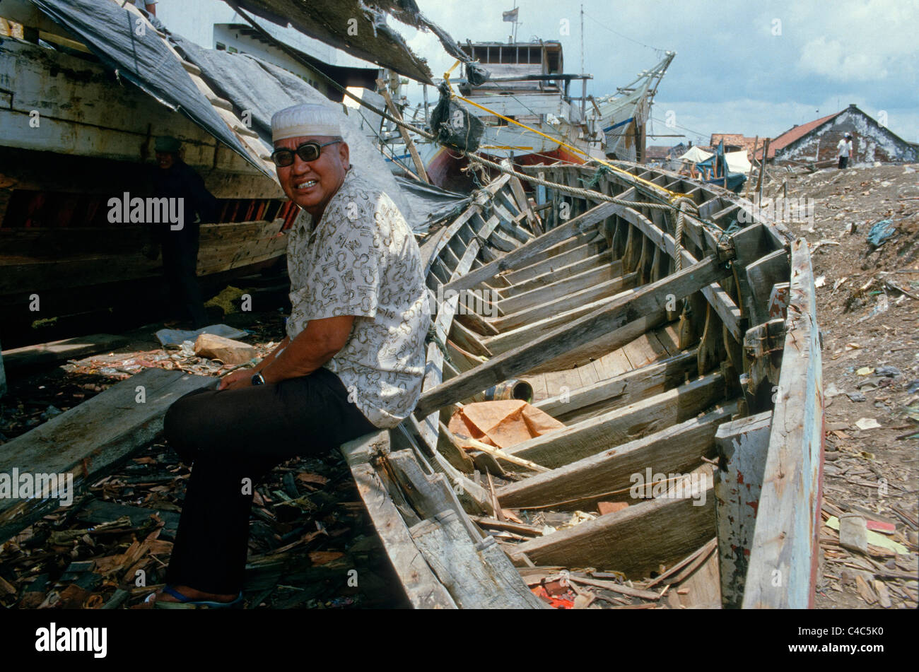 Der Jakarta-Werft, wo Traditionssegler Lastkähne vorgenommen werden. Stockfoto