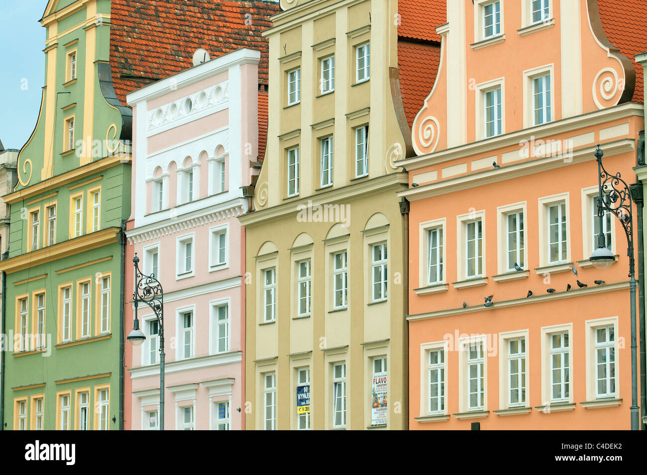 Breslau bunten Fassaden der Bürgerhäuser Stockfoto