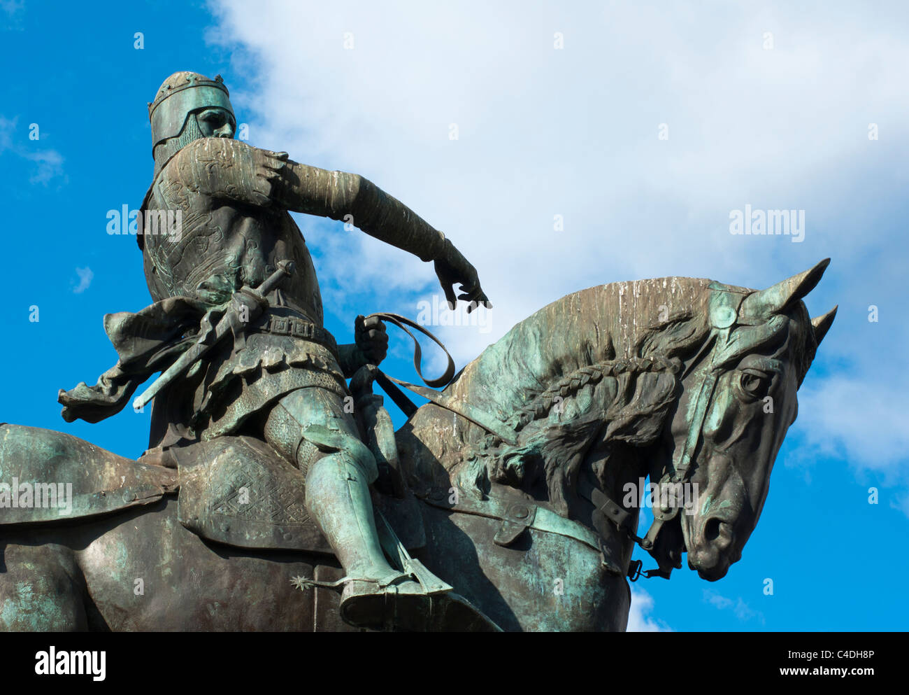 Statue von Edward Prince Of Wales, der schwarze Prinz, in der Stadt. Zentrum von Leeds, West Yorkshire, England. Stockfoto