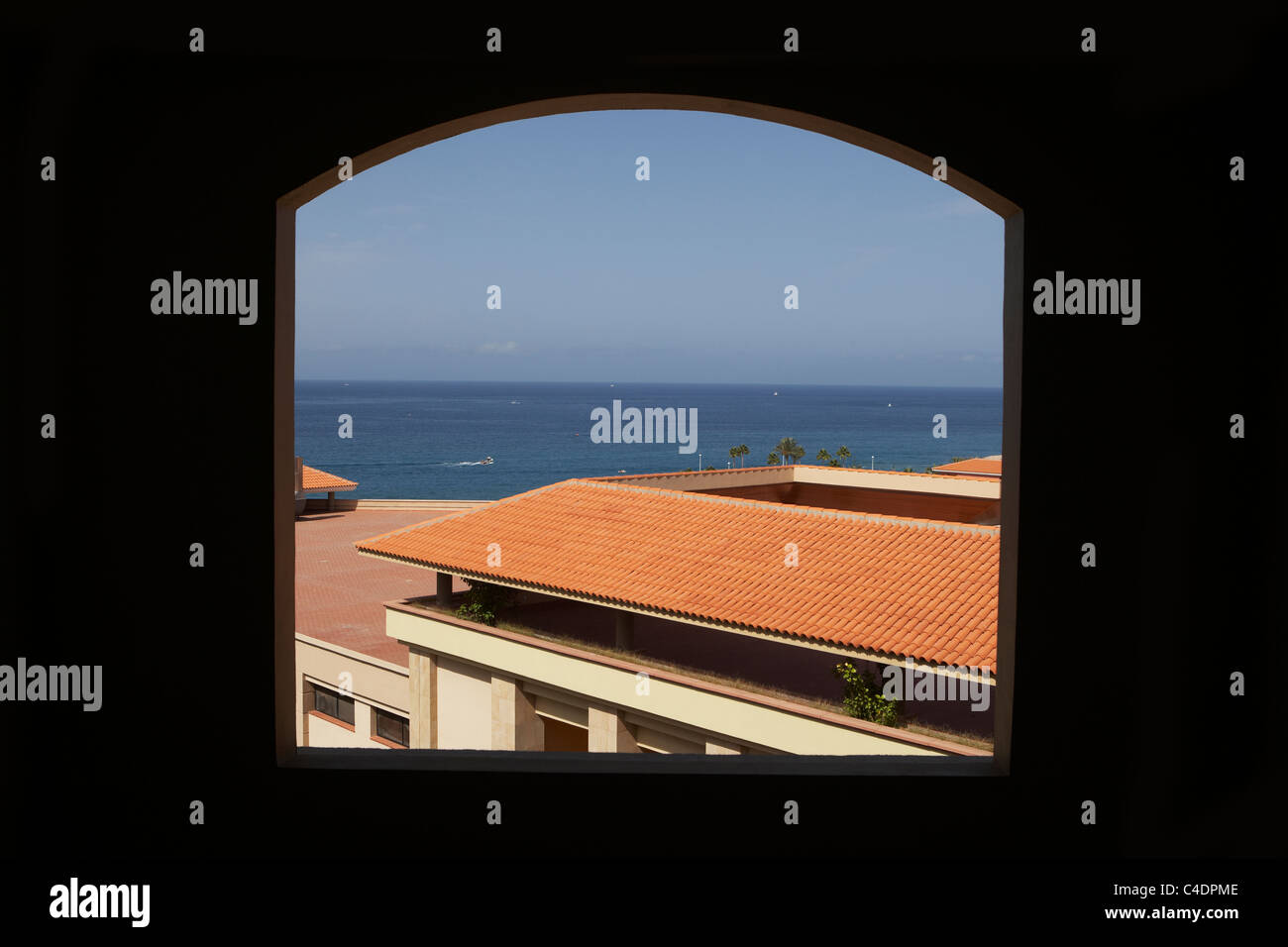 Holiday Apartment Blick auf das Meer in Teneriffa Kanarische Inseln Stockfoto