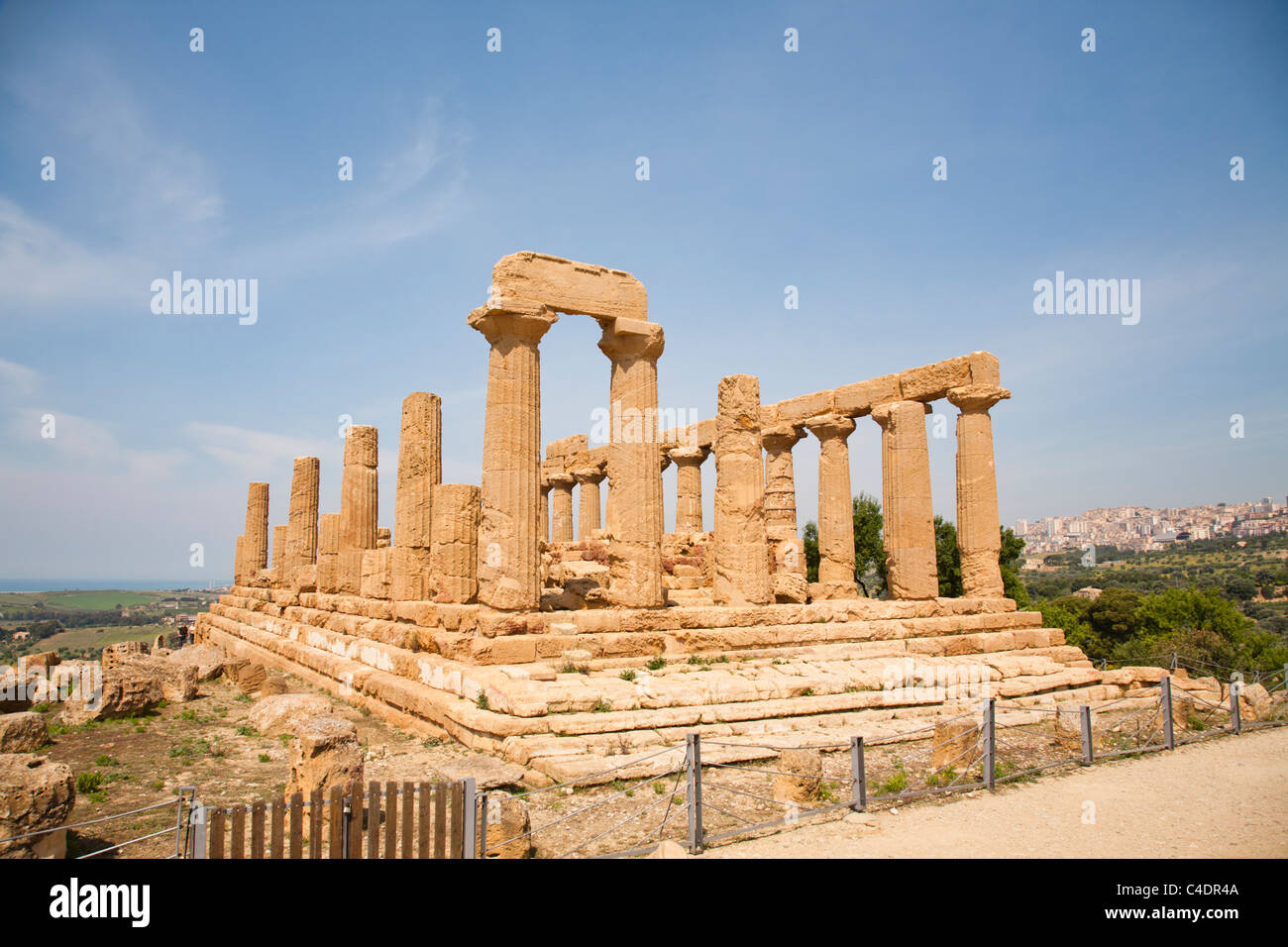 Tempel der Juno, Valley of the Temples, Agrigento, Sizilien Stockfoto