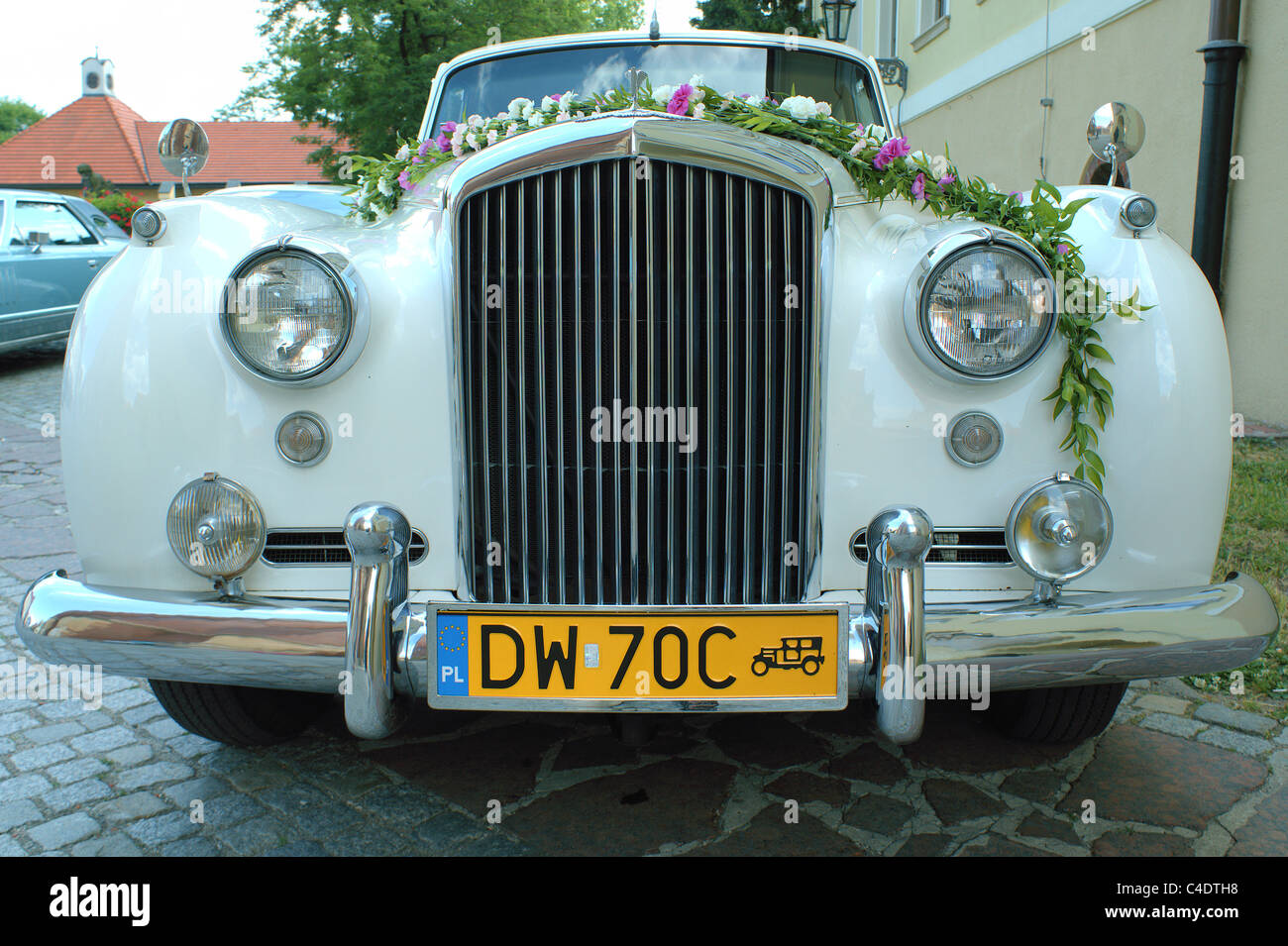 Bentley-weiße Vintage Luxus-Auto Stockfoto