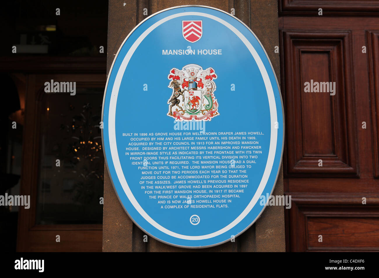 Mansion House in Cardiff, Südwales. Die offizielle Residenz des Lord Mayor von Cardiff, nun ein Grade II Listed Building. Stockfoto