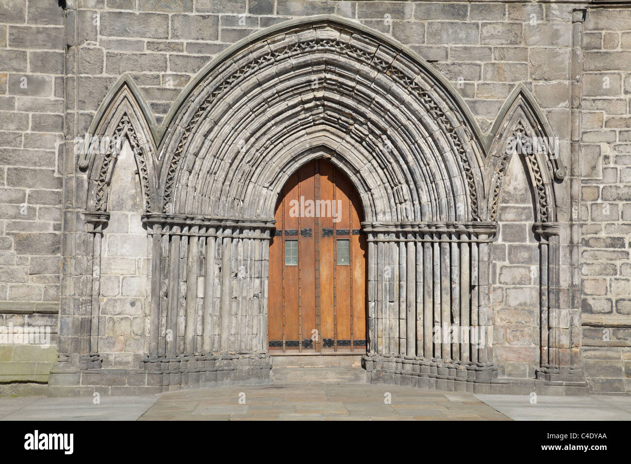 Paisley Abbey Eingangstür, Renfrewshire, Schottland, Großbritannien Stockfoto