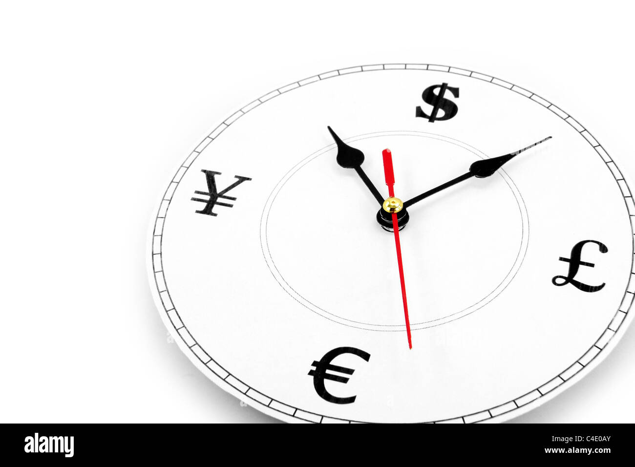 Uhrzeit und Währung Zeichen, Begriff der Zeit ist Geld Stockfoto