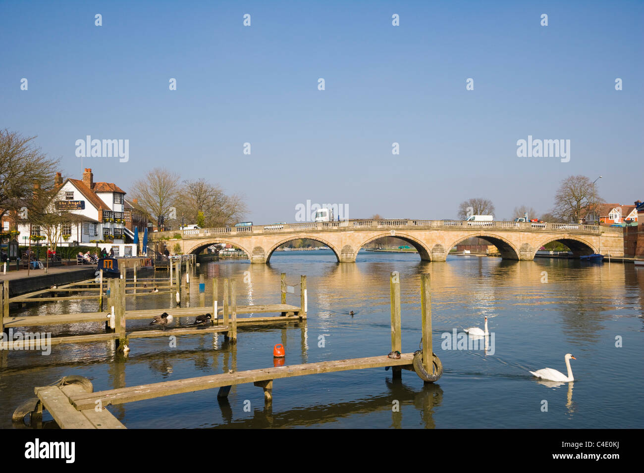 Henley Brücke von Thames Seite, Henley-on-Thames, Oxfordshire, England, Vereinigtes Königreich Stockfoto
