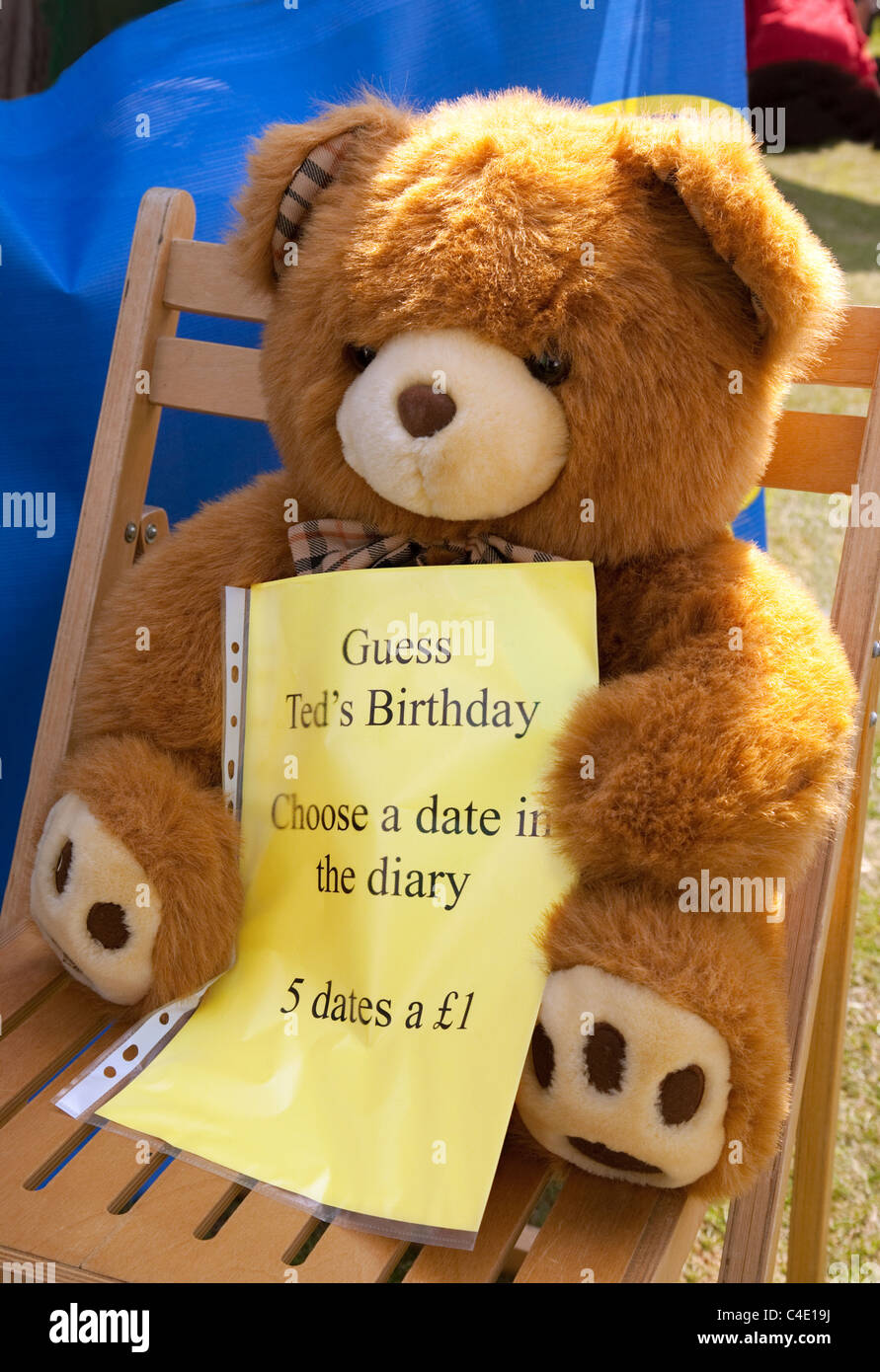 Ein Teddybär, der verwendet wird, um Geld an die lokalen Stadtfest, Newmarket Suffolk UK Stockfoto