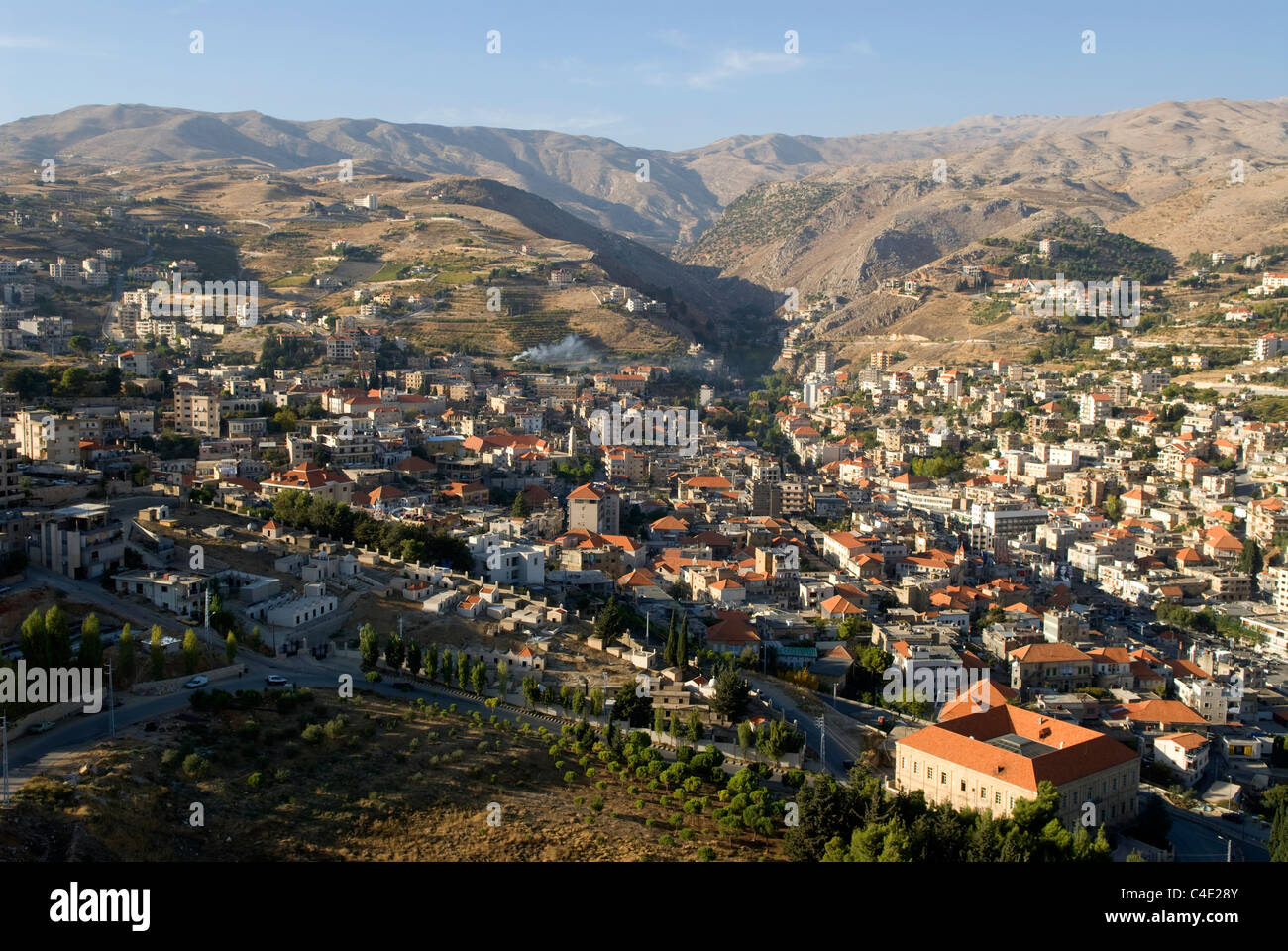 Blick über die Stadt Zahlé, Bekaa-Tal, Libanon. Stockfoto