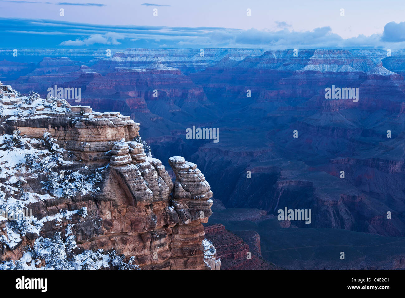 Mather Point Winter Sunrise, Grand Canyon National Park, Arizona, USA Stockfoto