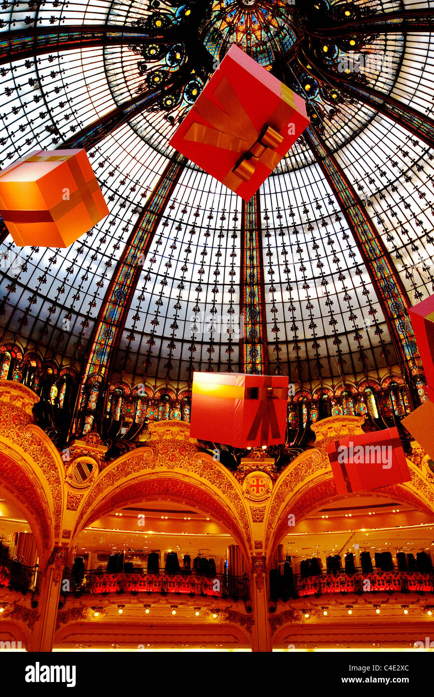 Galeries Lafayette, Kuppel Designdetails, Paris, Frankreich, Europa Stockfoto