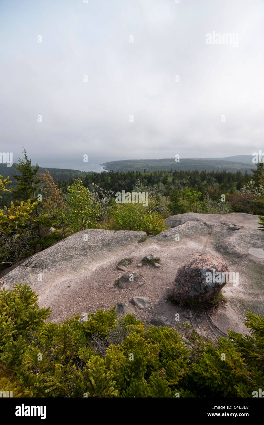 Ein Blick von der Gorham Bergweg im Acadia National Park. Stockfoto