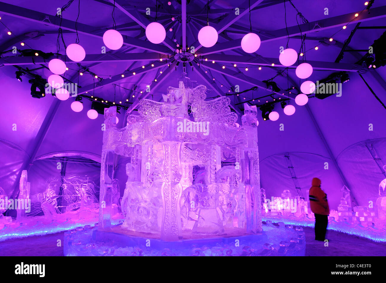 Ein Eis Skulptur Sackler der Winterkarneval in Quebec Stockfoto