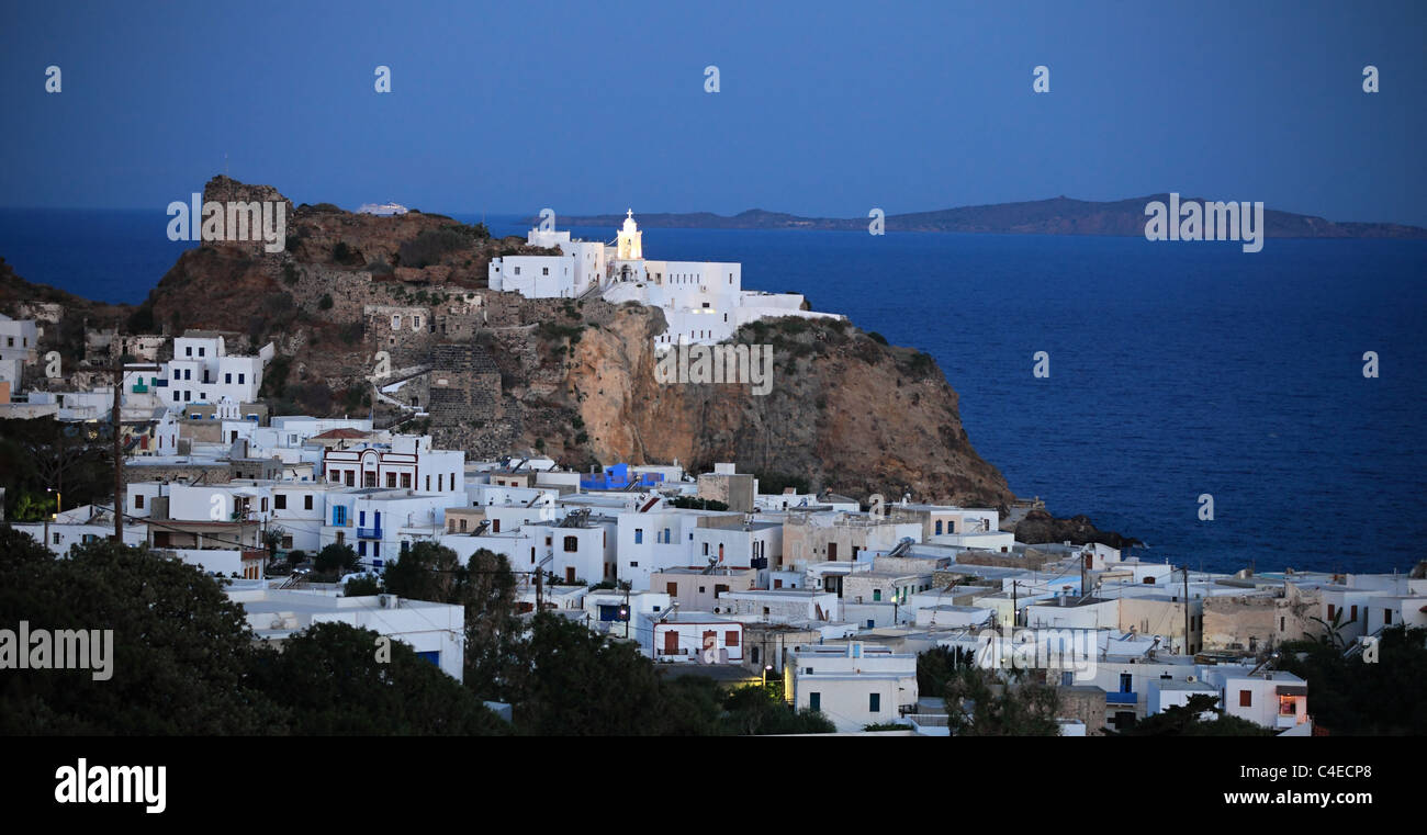 Mandraki und die Kirche der Panagia Spiliani auf Nisyros Insel Griechenland Stockfoto