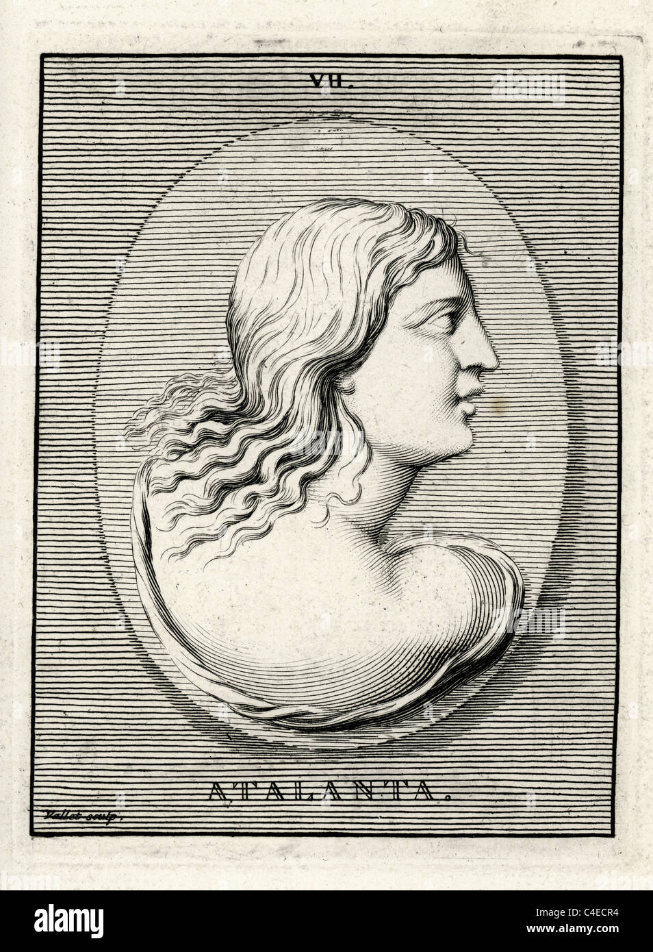 Porträt von Atalanta eine Figur in der griechischen Mythologie. Die Tochter des Iasos, einem böotischen oder eine arkadische Prinzessin Stockfoto