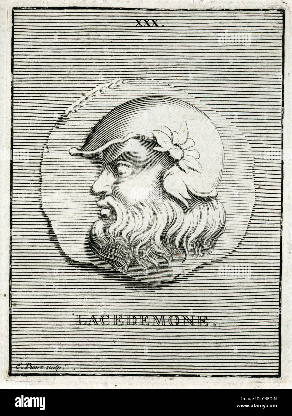 Klassische Portrait des Lacedemone in der griechischen Mythologie Sohn des Zeus und der Pleaid Taygete und einem mythischen König von Sparta. Stockfoto
