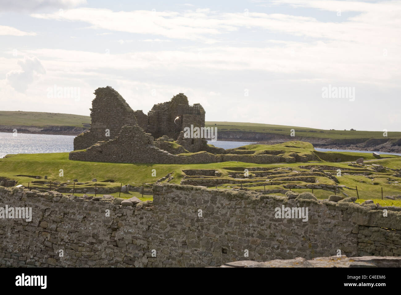 Shetland-Inseln Schottland kann Jarlshof hat Überreste aus der Bronzezeit bis zur 17thc einschließlich ein ganzes Wikinger-Dorf Stockfoto