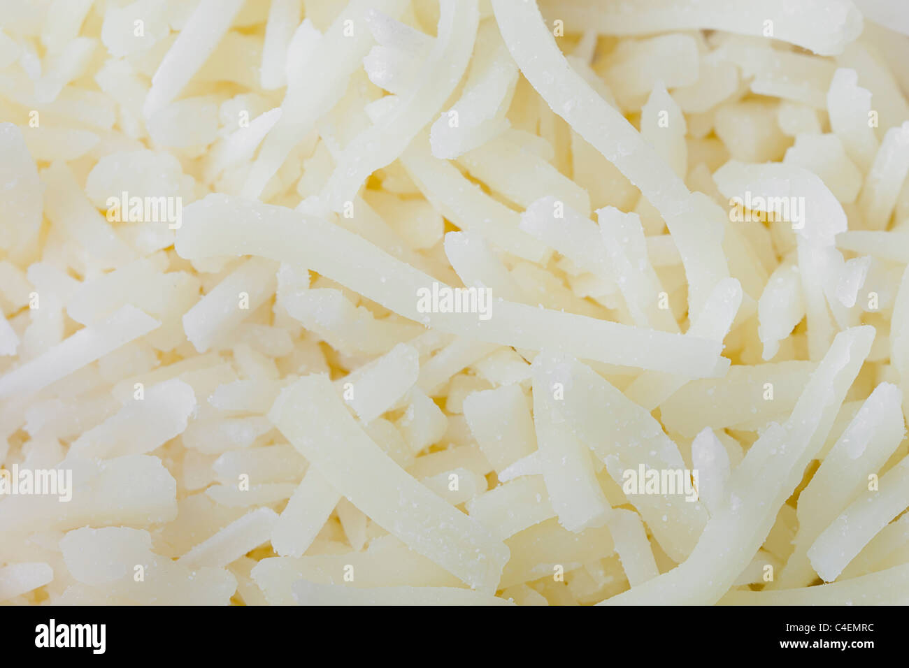 Eine Textur für geriebenen Käse Stockfoto