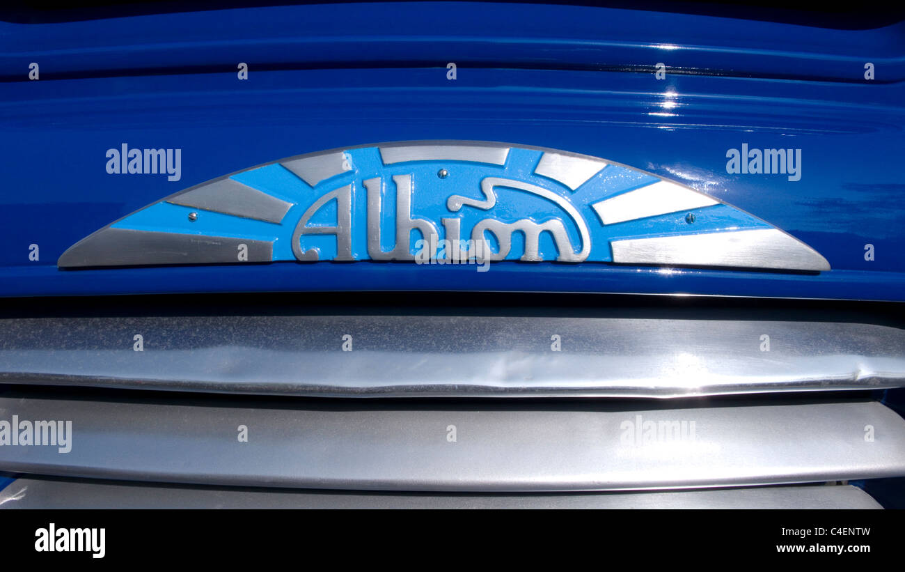 Detail einer Albion-Charge auf LKW Stockfoto