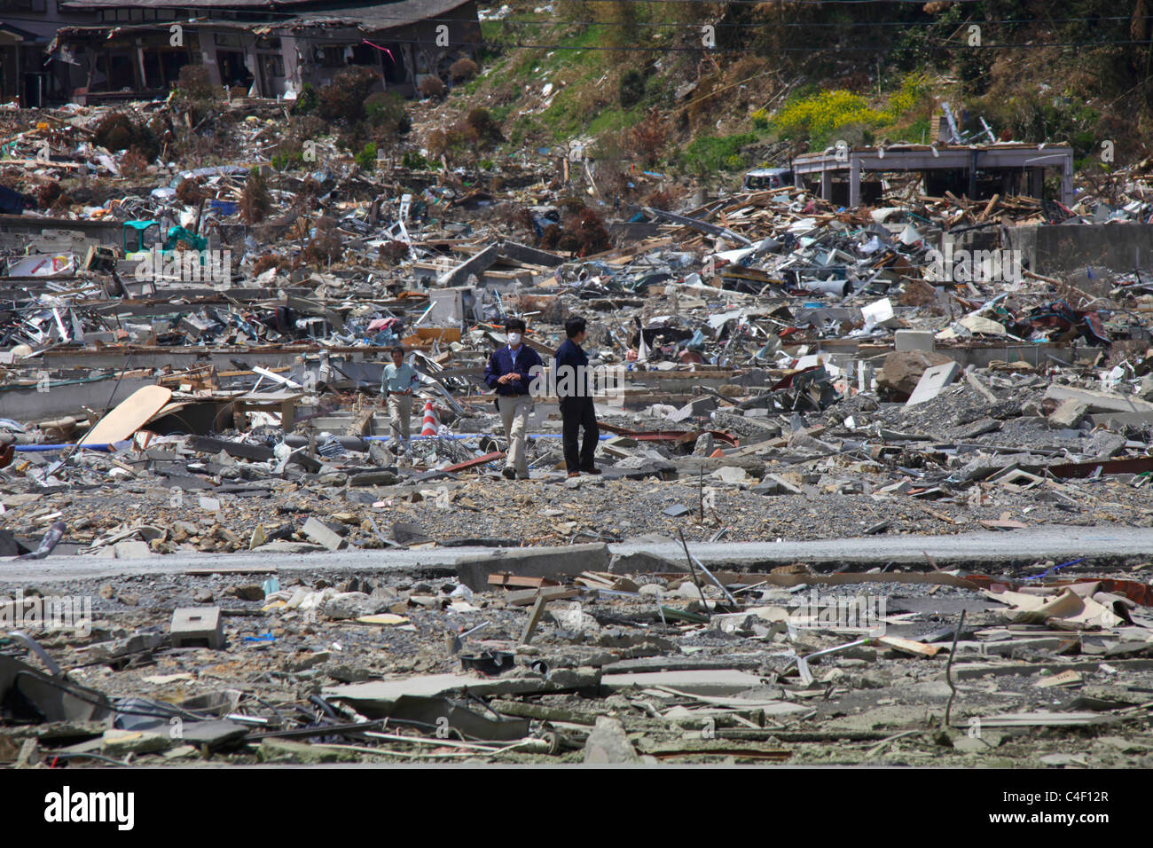 Die Stadt verwüstet Tsunami Onagawa Miyagi, Japan Stockfoto