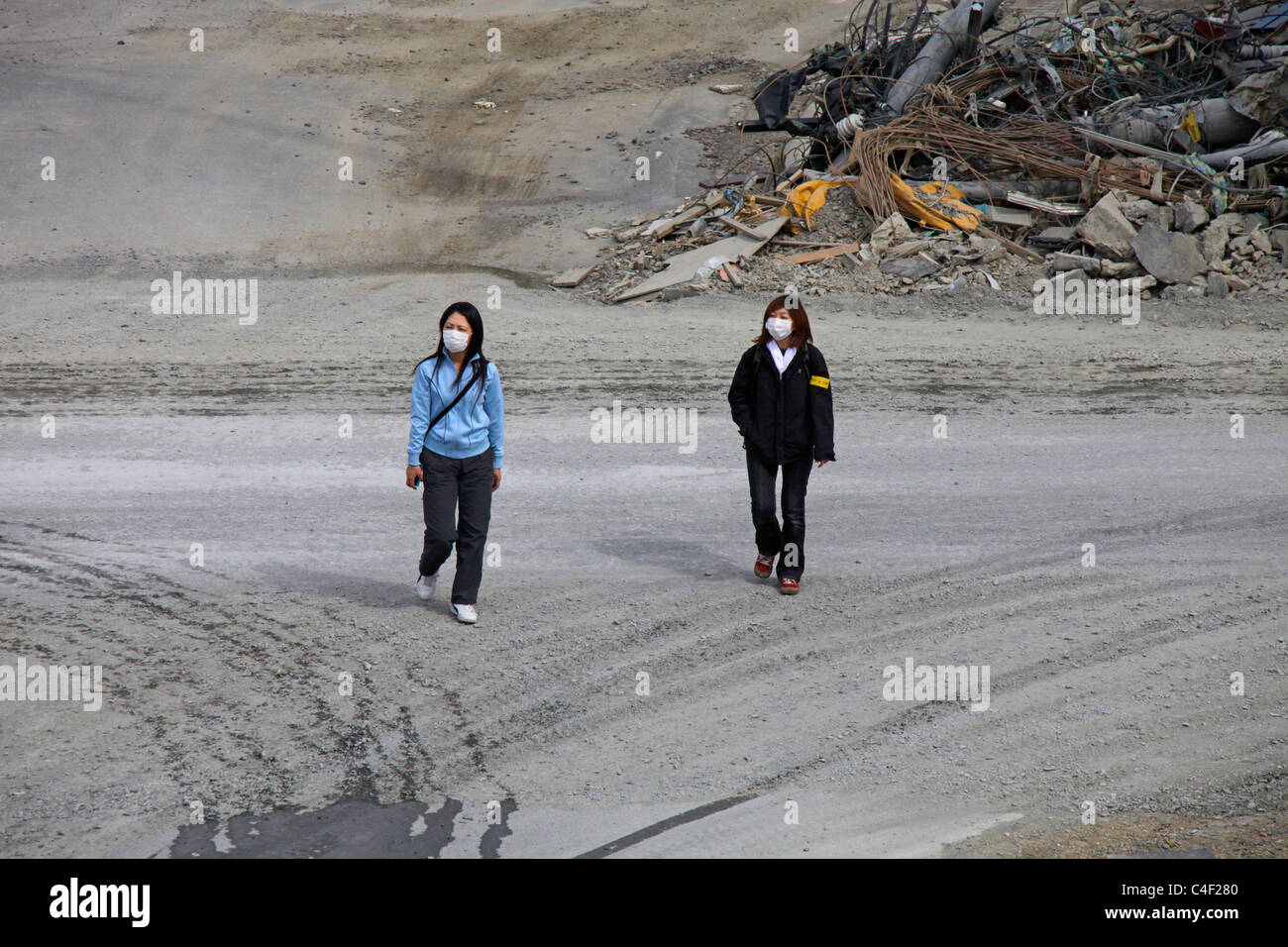 Die Stadt verwüstet Tsunami Onagawa Miyagi, Japan Stockfoto