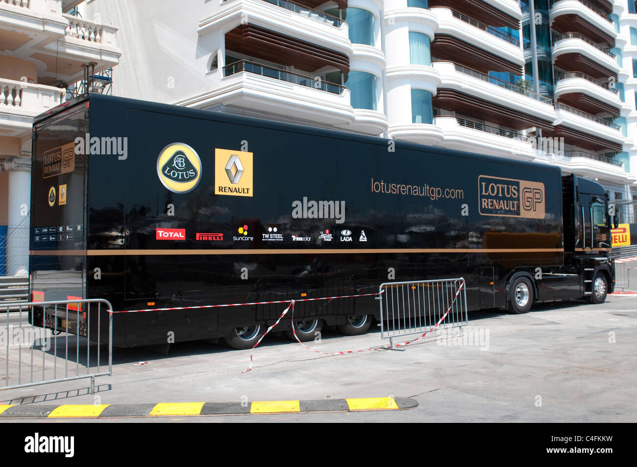 Lotus Renault GP Team LKW auf Formel 1 Monte-Carlo in Monaco zu verfolgen Stockfoto