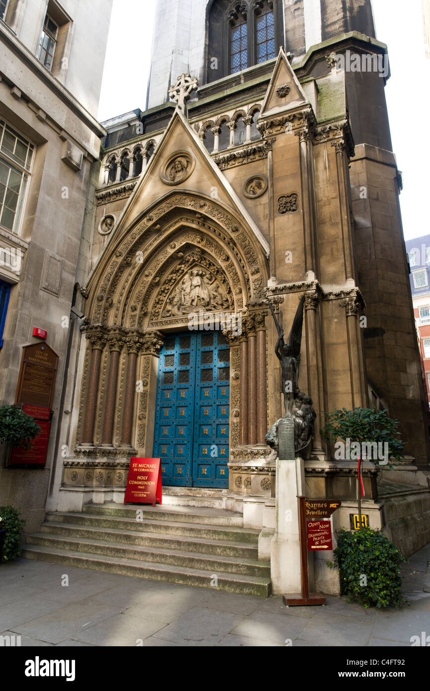 St. Michael in Cornhill, entworfen von Sir Christopher Wren, London, UK Stockfoto