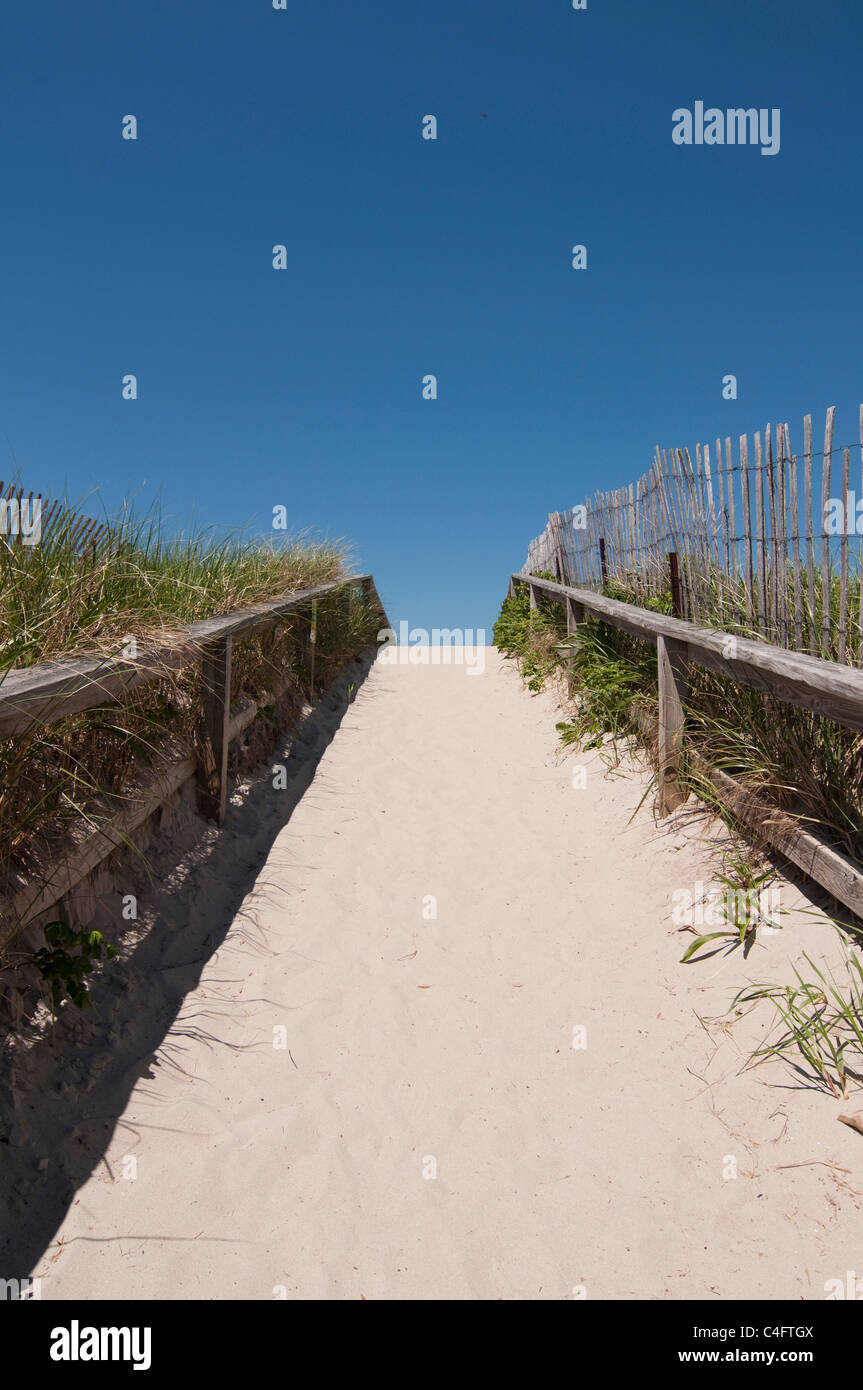 Der Spaziergang zum Steg Strand in Ogunquit, Maine, USA. Stockfoto